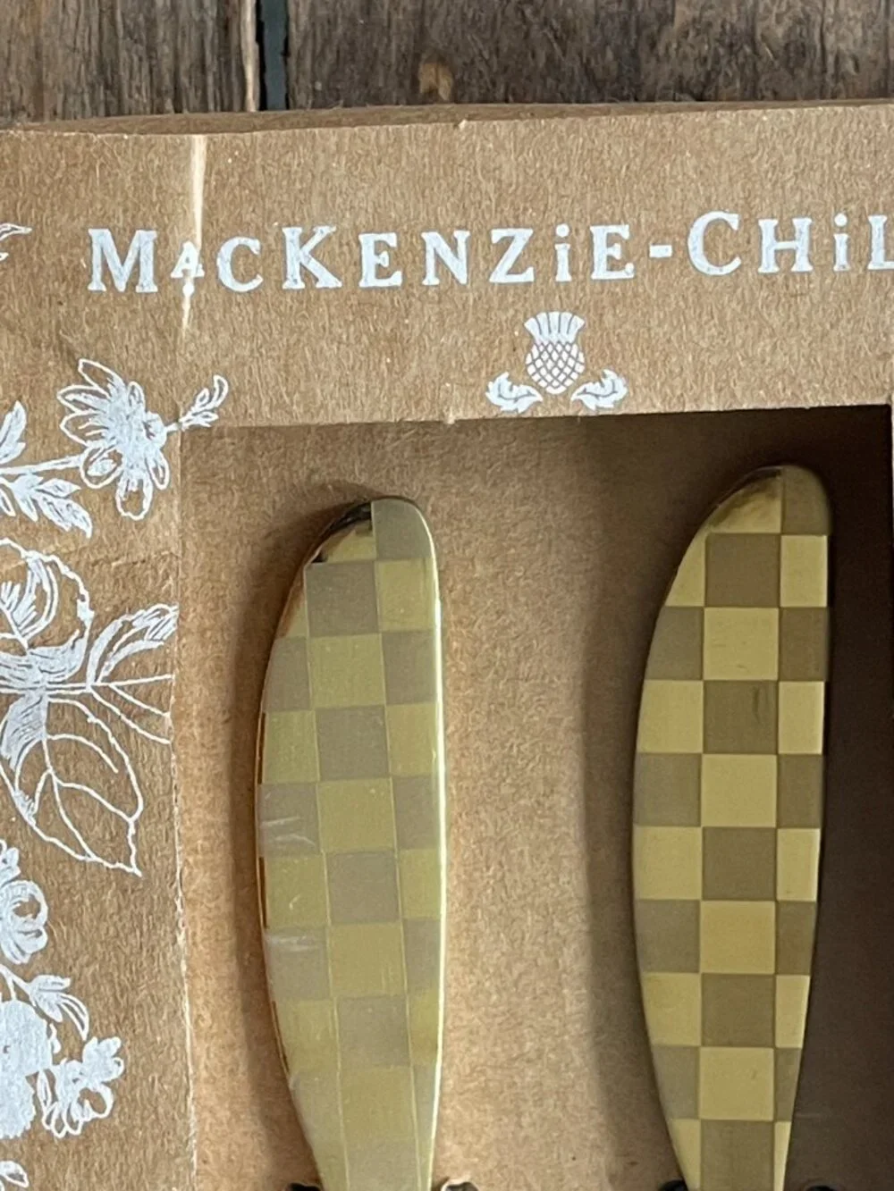 MacKenzie-Childs Rosy Check BUNDLE! Bistro Spreaders Set + Cocktail Napkins